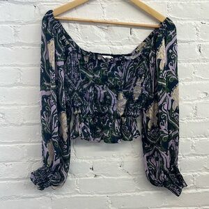 Peplum top with ruched corset waist